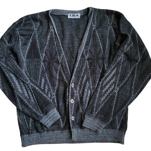 Vintage Lavane Patterned Cardigan Grandpa Sweater